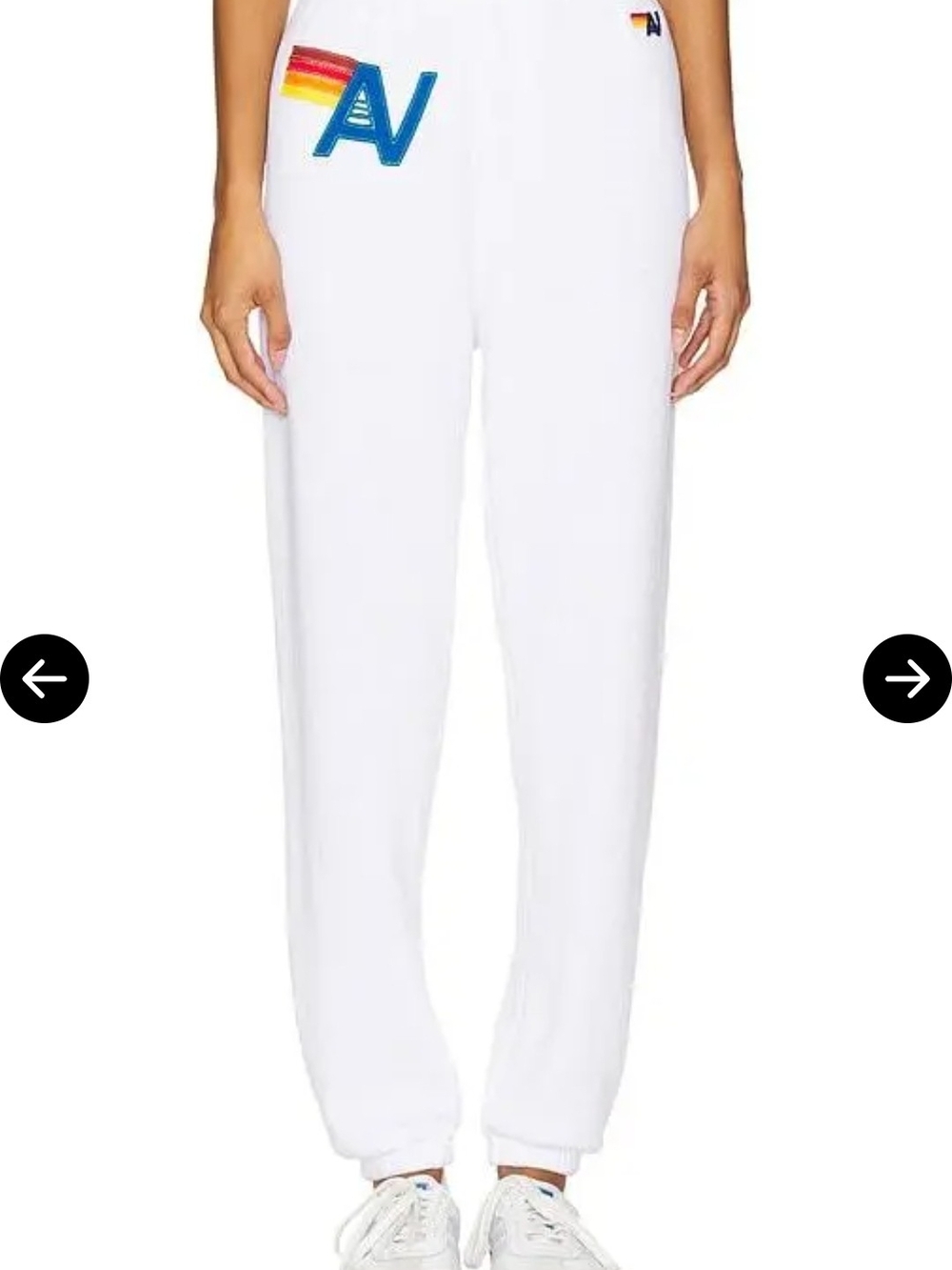 Aviator Nation White Rainbow Logo Joggers
